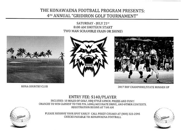 The Konawaena Football Program Presents 4th Annual "Gridiron Golf Tournament"